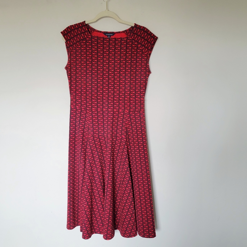 Lands End Geometric‎ Fit and Flare Skater Dress